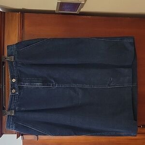 Elisabeth By Liz Claiborne Dark Wash Jean Midi Skirt Partial Elastic Waist - 16*